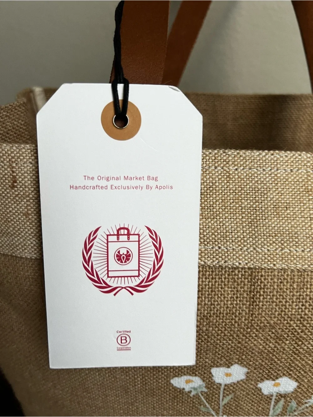 NWT Apolis Market Bag with Brown Leather Straps